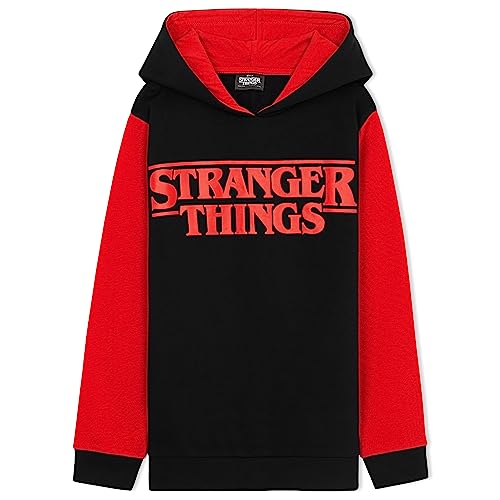 Stranger Things Hoodie Teenager Mädchen Kapuzenpullover für Mädchen von 9-15 Jahre Hoodie Jungen Teenager (11-12 Jahre, Schwarz/Rot)