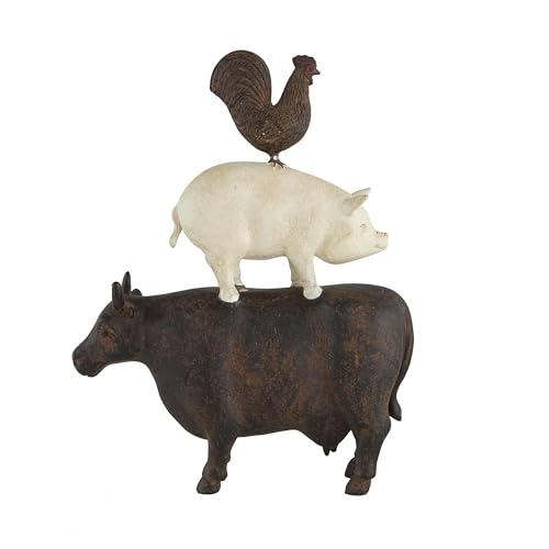 Deco 79 Polystone Farm Animals Skulptur, gestapelt, 27,9 x 7,6 x 35,6 cm, Braun