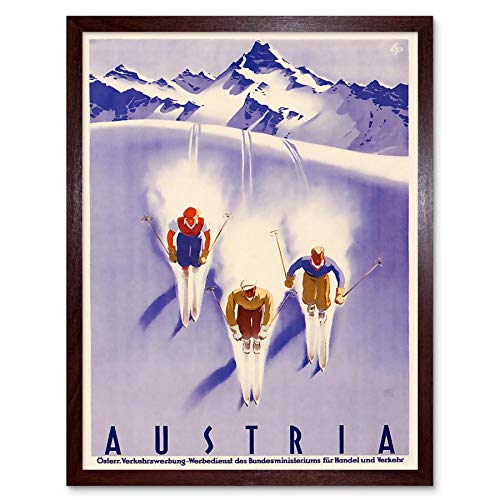 Travel Tourism Winter Sport Austria Ski Snow Alps Art Print Framed Poster Wall Decor Kunstdruck Poster Wand-Dekor-12X16 Zoll