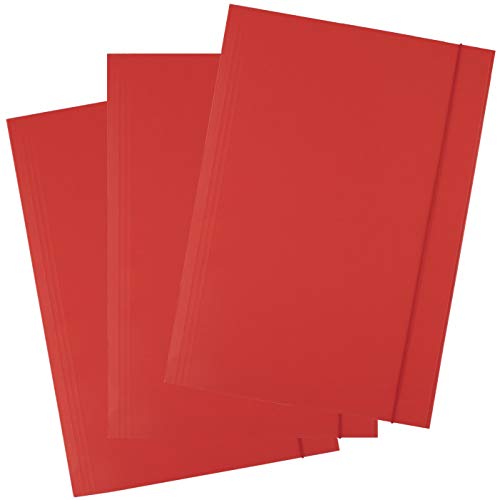 D.RECT 25 Stück Sammelmappe aus Karton | Postmappe mit Gummiband | 300g Rot