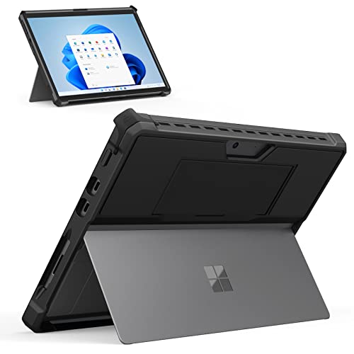 MoKo Hülle Kompatibel mit Microsoft Surface Pro 8 mit 13 Zoll Touchscreen, All-In-One Schutzhülle Tablethülle mit Handschband Unterstützt Typ Cover Tastatur, Schwarz