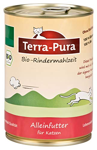 Terra Pura Bio Katzenfutter Rindermahlzeit 400 g Glutenfrei, 12er Pack (12 x 400 g)