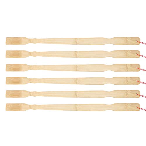 BambooMN 63,5 cm Bambus Holz Schuhlöffel Langer Griff für Senioren, Männer, Frauen, 6 Stück