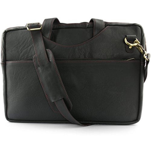 A.P. Donovan - Laptop-Tasche Leder MacBook Pro 15 Sleeve (Zubehör, Nicht original) - mit Schultergurt - Flache Notebook-Tasche schwarz 15 Zoll