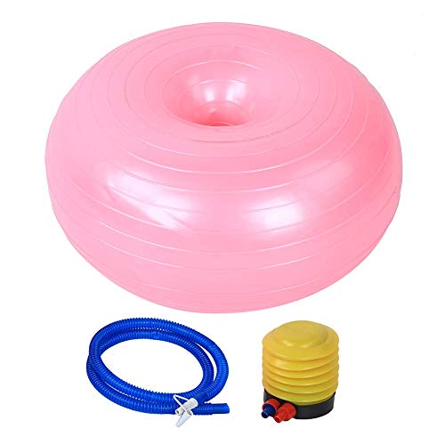 50 cm PVC Rosa Donut Form Verdicken Anti-Explosion Aufblasbarer Sitzübungs-Yoga-Ball, Balance Anti-Explosion Aufblasbarer Sitzübungs-Yoga-Ball für Zuhause oder Büro