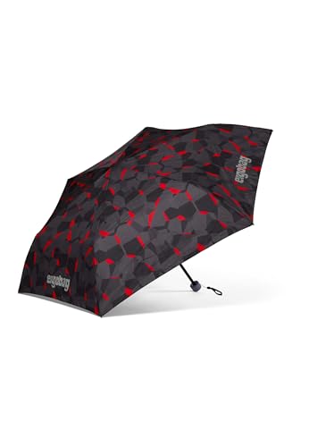 ergobag Regenschirm - Schultaschenschirm für Kinder, extra leicht mit Tasche, Ø90cm - TaekBärdo - Grau