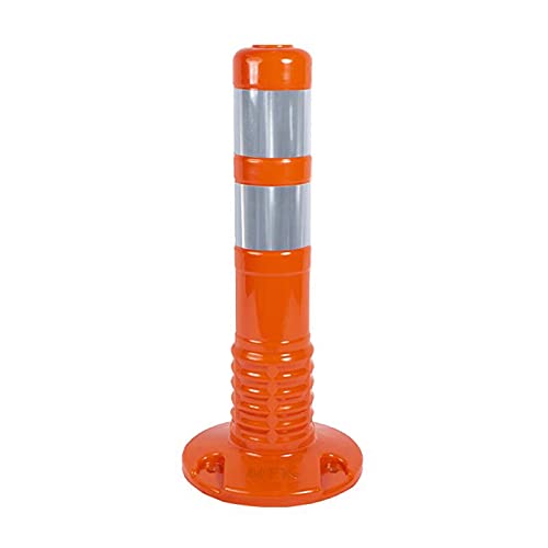 Allpax STOPPO Flexibler Absperrpfosten, 45 cm Höhe, Leichter Kunststoffpoller zum Absperren, elastisch mit Kippvorrichtung, in auffälliger Signalfarbe mit 2 Reflektorstreifen, orange-weiß