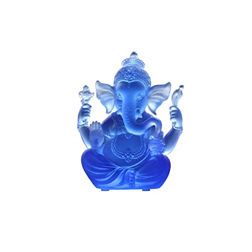 XMCF Feng Shui Bagua Spiegel Ganesha Buddha Statue Ornamente, Fengshui Indischer Elefant Gott Skulpturen Figuren Hausgarten Dekoration Glücksgeschenk Taoist Instrument Maskottchen (Color : Blue)
