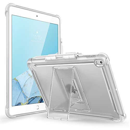i-Blason Schutzhülle für iPad 9e/8e/7. Generation 10,2 Zoll (2021/2020/2019) [Halo-Serie] Transparenter Schutz, mit integriertem Ständer, TPU-Innenstoßstange (transparent)