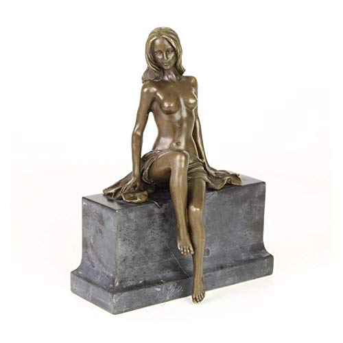 Deko Bronzefigur Bronzestatue Skulptur Akt Frau auf Sockel 26,6 cm