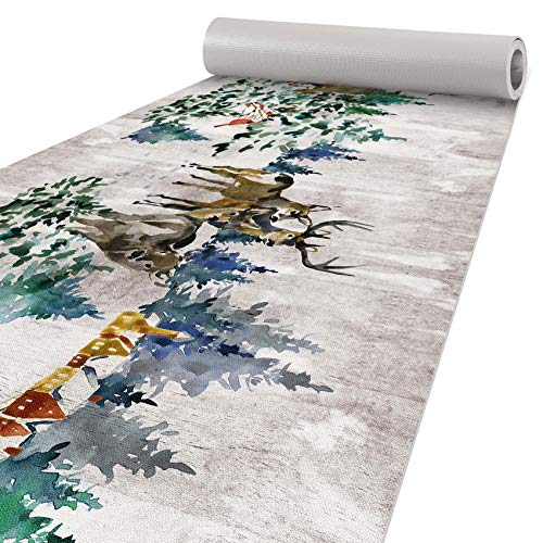 ANRO Küchenteppich Läufer Küchenläufer Flur Teppich Anti-Rutsch waschbar Winterlandschaft 200x51cm