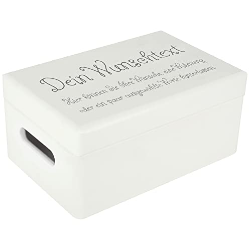 Creative Deco Personalisiert Weiße Holzkiste Wunschtext Geschenkkiste Geschenkbox | 30 x 20 x 14 cm (+/-1cm) | Erinnerungsbox | Geschenk Holzbox mit Deckel Gravur