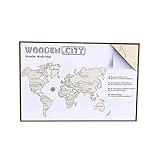 Weltkarte Holz XL 120 x 80 cm by Wooden.City | Die hölzerne Weltkarte mit gravierten Landesgrenzen | Holz Puzzle