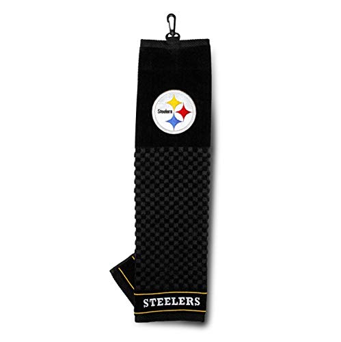TEAM GOLF NFL Pittsburgh Steelers Golf-Handtuch, Bestickt, kariert, Scrubber Design, gesticktes Logo