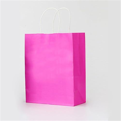 Geschenktüten 10/20 Stück Farbe Kraftpapier Tasche mit Griffe Festival Geschenk Tasche Einkaufstaschen Präsenttüten (Color : Pink, Size : 32X25X11CM_20PCS)