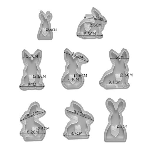 8 x Kaninchen-Silikon-Räucherstäbchen, Gips, Automontage, Gipsseife, Osterhase