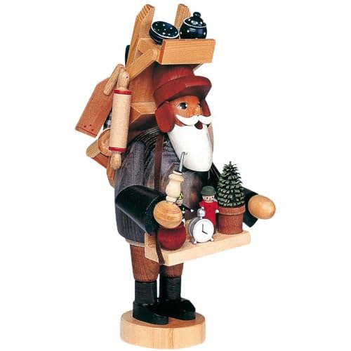 SAFE Räuchermännchen Hausierer 23 cm | Weihnachtsdeko traditionelle Kunsthandwerk aus dem Erzgebirge | inkl. 250g Holzscheiben (KWO)