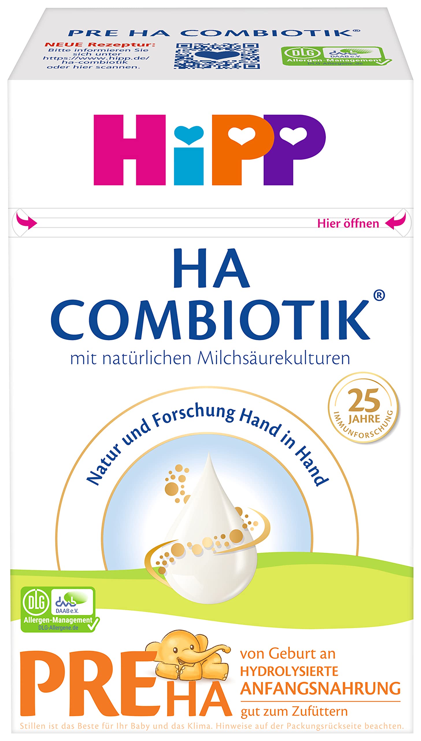 HiPP Milchnahrung HA Combiotik PRE HA Combiotik, 600g, 4er Pack (4 x 600g)