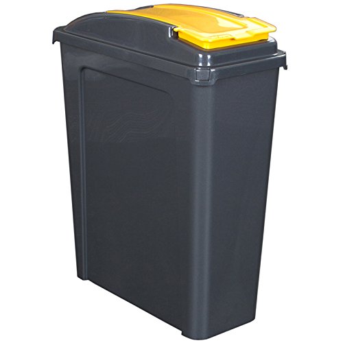 25 Liter Recyclingtonne mit abnehmbaren Deckel 40x19x51cm in Graphit-Gelb • Mülleimer Abfalleimer Eimer Papierkorb Abfallsammler Recycling