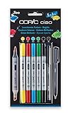 COPIC Ciao Marker 5+1 Set "Leuchtende Farben", 5 Allround-Layoutmarker, mit einer mittelbreiten und einer Brush-Spitze, inkl. 1 Multiliner 0,3 mm