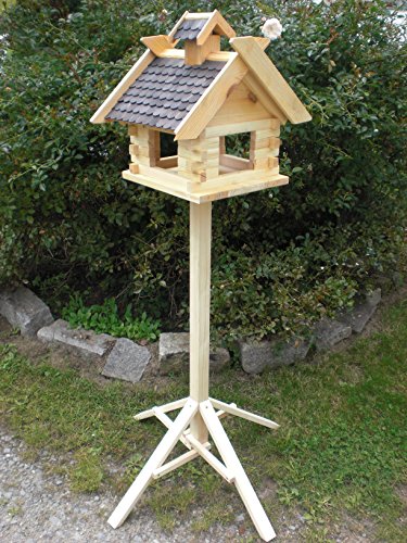 Vogelhaus mit Ständer-(V07+S1)XXXL Schwarz-Vogelhäuser Vogelfutterhaus Vogelhäuschen-aus Holz Schreinerarbeit-