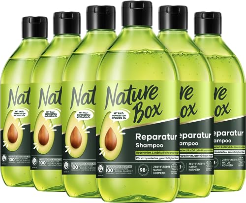 Nature Box Shampoo vegan mit Avocado-Öl gegen Spliss, 6er Pack (6 x 385ml)