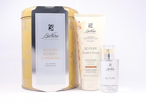 BioNike Geschenkset So Pure Incanto d'Harmonie, Duft von Golden Vanilla und Iris – Eau de Toilette, 50 ml und Duschschaum Körperreiniger, 200 ml