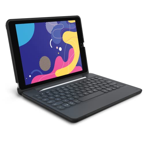 ZAGG Rugged Education Tastatur für Apple iPad 10,2 Zoll (7. & 8. Generation), 1,8 m Fallschutz, langlebig, hintergrundbeleuchtete Tasten, Schwarz