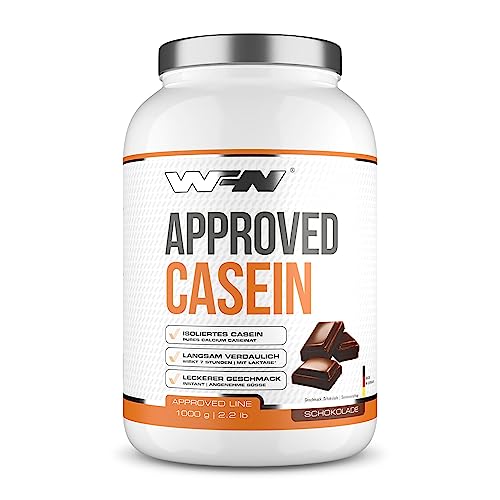 WFN Approved Casein - Casein Proteinpulver - Schokolade - 1 kg - Cremiger Casein Protein Shake - Sehr gut lösliches Kasein Eiweiß Pulver - 33 Portionen - Made in Germany - Extern laborgeprüft