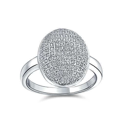 Bling Jewelry Urlaub Party Zirkonia Oval Pave Dome AAA Cz Prom Pageant Mode Statement Ring Silber Vergoldet Für Frauen