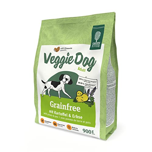 Green Petfood VeggieDog Grainfree (5 x 900 g), vegetarisches und getreidefreies Hundefutter, nachhaltiges Trockenfutter für ausgewachsene und sensible Hunde, Hundefutter mit Kartoffel und Erbse