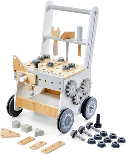 Kinder Babywalker Werkzeugwagen Werkbank Holz Spielzeug Kinderwerkzeug Zubehör Werkstatt Lauflerner