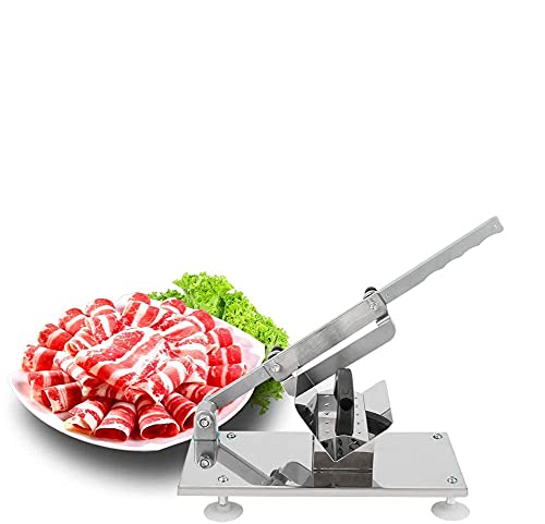 Manueller Allesschneider, Stufenlos einstellbare Schnittstärke (0.3-15mm), Fleischschneider Schneidwerkzeug für Rollenfleisch/Gemüse/Fleisch/Käse usw. geeignet für Küche, Supermarkt