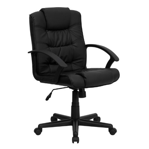 Flash Furniture Mittlerer Rücken schwarz Leder Swivel Aufgabe Stuhl