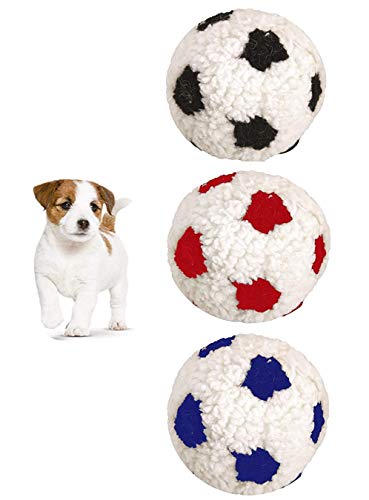 Dog Life kleiner Berber-Fußball aus weichem Plüsch, 3 Stück, 12 cm, Spielzeug für Hunde und Welpen