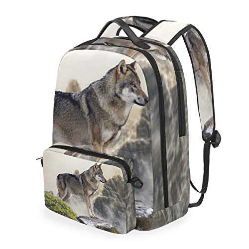 MONTOJ Wolf On The Mountain Campus Rucksack mit abnehmbarer Kreuztasche