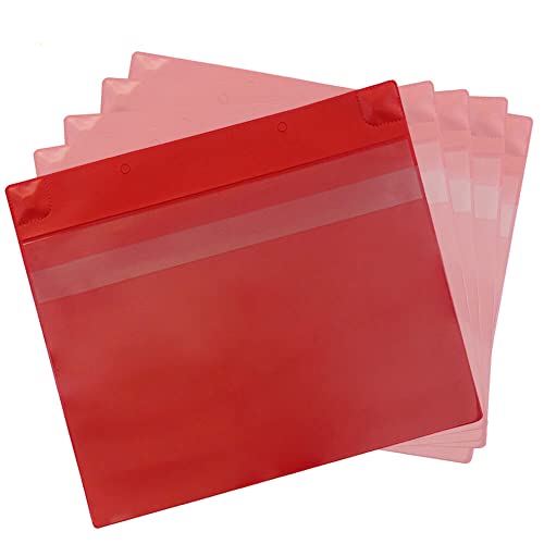 50 Magnettaschen zur Dokumentaufbewahrung (DIN A4), rot, quer, mit Schutzklappe aus Kunststoff,Magnet-Folie
