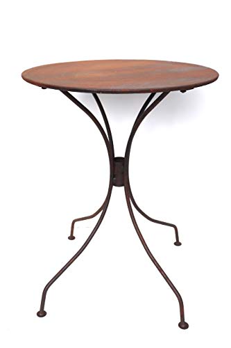 Hirsch Terracotta Tisch aus Metall Ø 55 cm stabil und massiv in Naturrost Rostoptik, Blumenhocker Beistelltisch Gartentisch rund in Rost