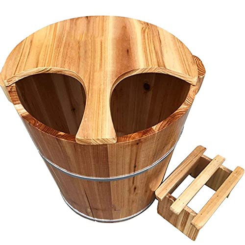 Fußbadeimer aus natürlichem Holz, Pedikürebecken, 40 cm hoch, Fußbadfass, Holzeimer, Fußfässer, Massageperlen, Fußwanne, Holzfässer, Geschenk für die Gesundheitsfürsorge im mittleren und ält