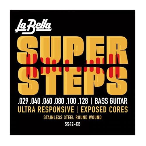 La Bella Strings »SUPER STEPS - SS42CB - 6-STRING E-BASS« Saiten für 6-String E-Bass - Stainless Steel - Custom Light: 029-128