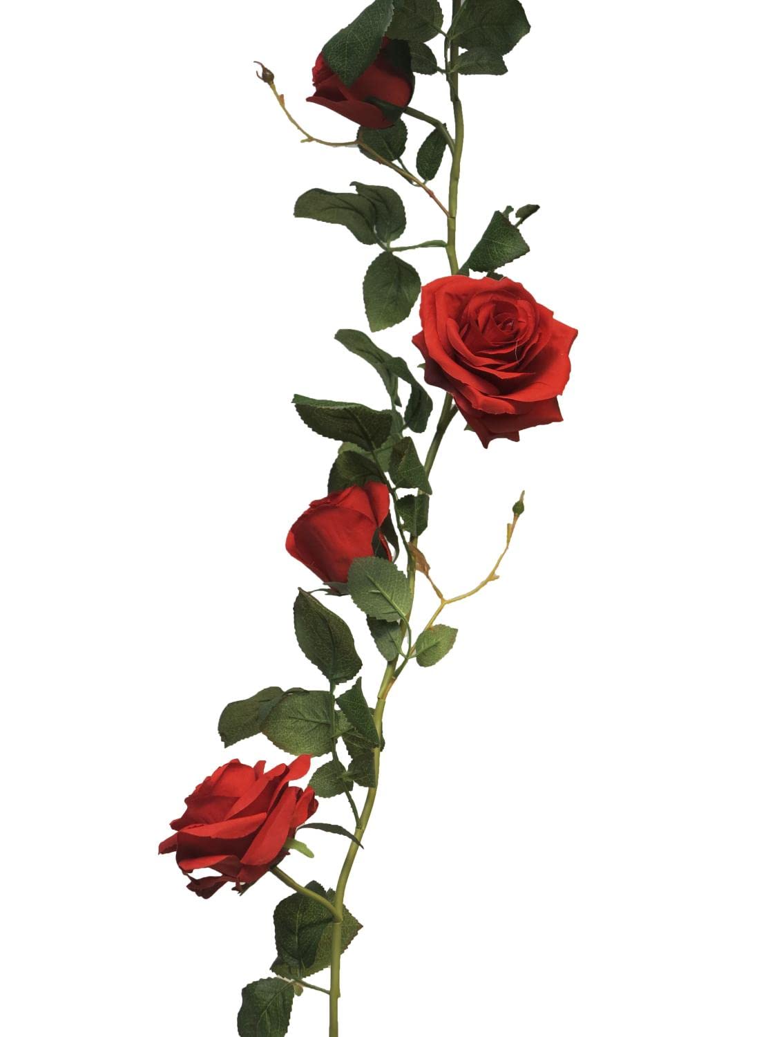 artplants.de Kunstblumen Girlande Rose Kailin, rot, 145 cm - Künstliche Blumengirlande