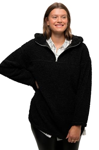 Grosse Grössen Teddyfleece-Hoodie, Damen, schwarz, Größe: 46/48, Polyester, Studio Untold