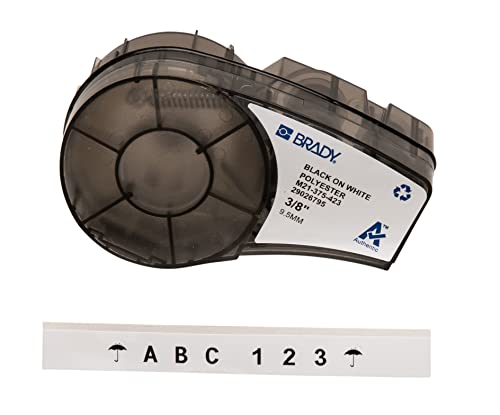 Brady B-423 Permanent Polyester Schwarz auf Weiß Farbe, BMP21 Mobile Printer ID PAL und LABPAL Printer Label, 0.375"x21', Schwarz auf Weiß, 1