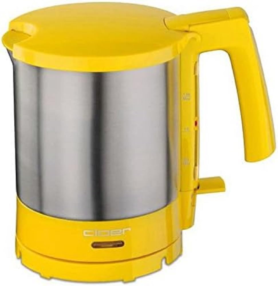 Cloer 4717-2 Wasserkocher, 2000 W, Trockengeh- und Überhitzungsschutz, innen liegende Füllmengenmarkierung, Gelb, Edelstahl, 1.5 liters