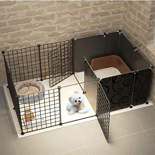 Hundekäfig-Möbel, DIY-Hundezaun, Hundehütte aus Metalldraht, Kleintierkäfig mit Tür, mit Fläche, extra großer Raum (129 x 75 x 47 cm)