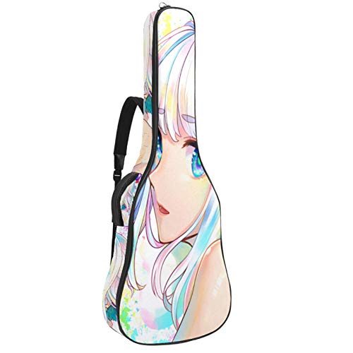 Gitarrentasche Schönes Anime-Mädchen Gitarre Tasche Wasserdichte 40 41 Zoll Guitar Case Oxford Gitarre Tasche Drucken Gitarren Bag Tragetasche Rucksack