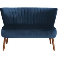 PLAYBOY Sitzbank / Lounge Loveseat mit bequemer Rückenlehne, Samtstoff in Light Blue, Sofa, Zweisitzer, 2er Sofa, Couch, Loungesessel, Retro-Design für Wohnzimmer & Lounge, Eingangsbereich, Blau