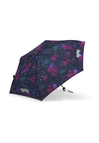 ergobag Regenschirm Kinderschirm für die Schultasche, ultraleicht und klein mit Tasche, Ø90 cm Bärlaxy - Lila
