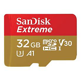 SanDisk Extreme - Flash-Speicherkarte (microSDHC/SD-Adapter inbegriffen) - 32 GB - A1 / Video Class V30 / UHS-I U3 - microSDHC UHS-I
