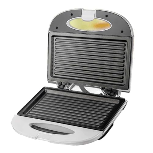 Elektrischer Toaster, 750 W, Antihaft-Toaster, Toastplatte und Grill mit automatischem Thermostat, Sandwich-Grill (weiß)